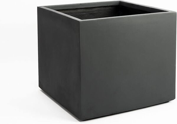 Pflanzwerk® Pot de Fleur Fibre de Verre XXL Cube Anthracite 53x65x65cm *Jardinière antigel* *Protection UV* *Qualité européenne*
