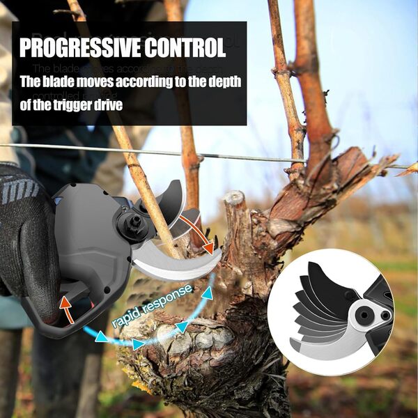 SWANSOFT Sécateurs électriques de 40 mm, Sécateurs à Batterie avec 12 Heures d’autonomie, cisailles Professionnelles pour verger, vignoble et oliviers 8605Pro