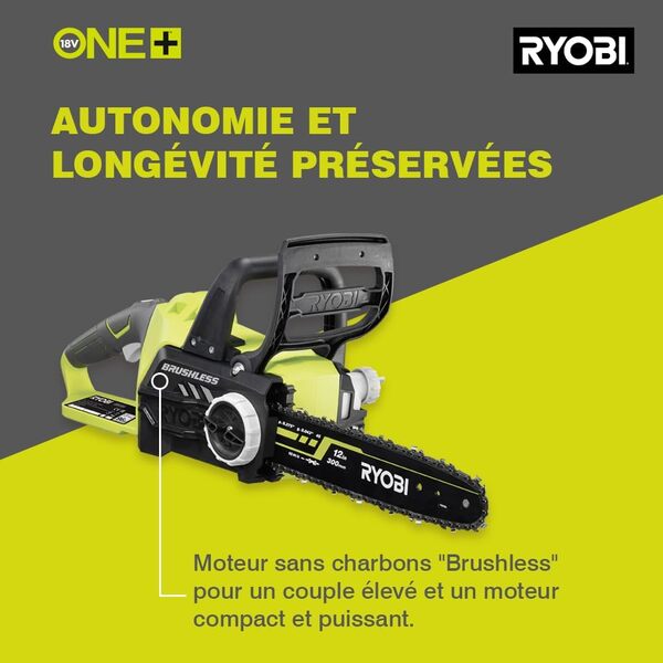 RYOBI - Tronçonneuse 18 Volts ONE+™ - guide 30 cm (sans batterie) - OCS1830