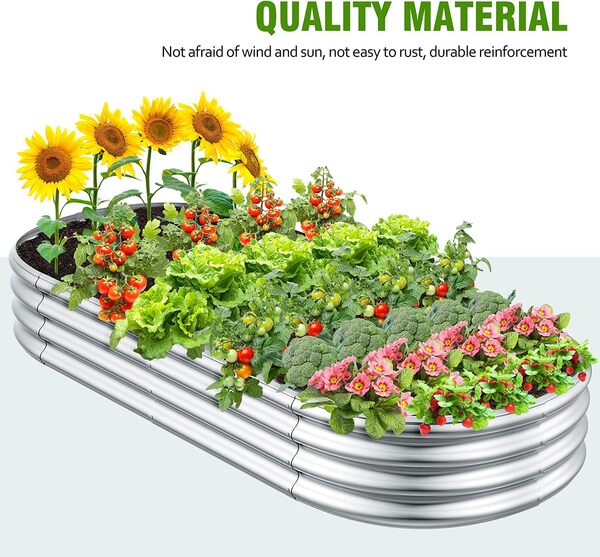 Lot de 2 jardinières surélevées en acier galvanisé de 2,9 x 0,9 x 3 m, grande jardinière d'extérieur en acier galvanisé pour faciliter le bricolage et le nettoyage – Lits de jardin surélevés pour