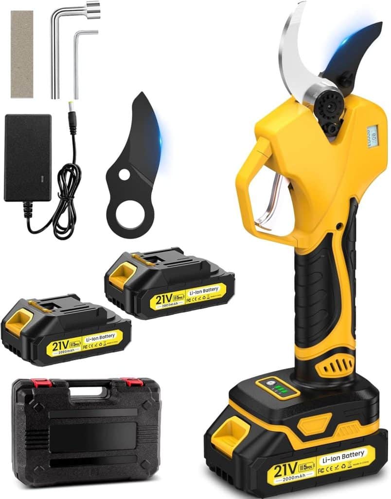 Test : sécateur électrique sans fil 4000mAh avec écran et 2 batteries