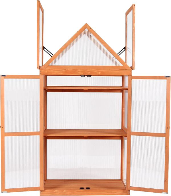 MCombo Serre de culture à 3 étages - Hauteur réglable - Pliable - 0800 - En bois et polycarbonate