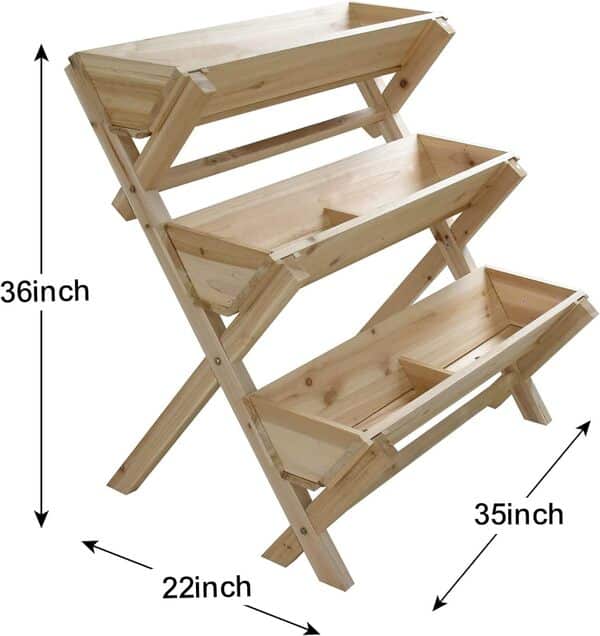 Jardinière surélevée à 3 niveaux 119,4 x 119,4 x 55,9 cm pour horticulture extérieure surélevée Jardinière de jardin à plusieurs niveaux Jardinière de culture de légumes en bois pour