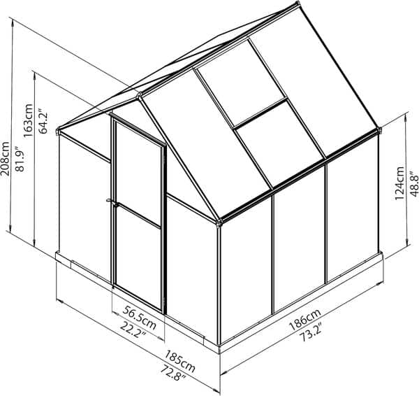 Palram Serre Canopia Mythos 6X6 - Protection UV - Toit en Polycarbonate et Structure en Aluminium - Cadre de Base Inclus - Vert - 6 x 6 cm