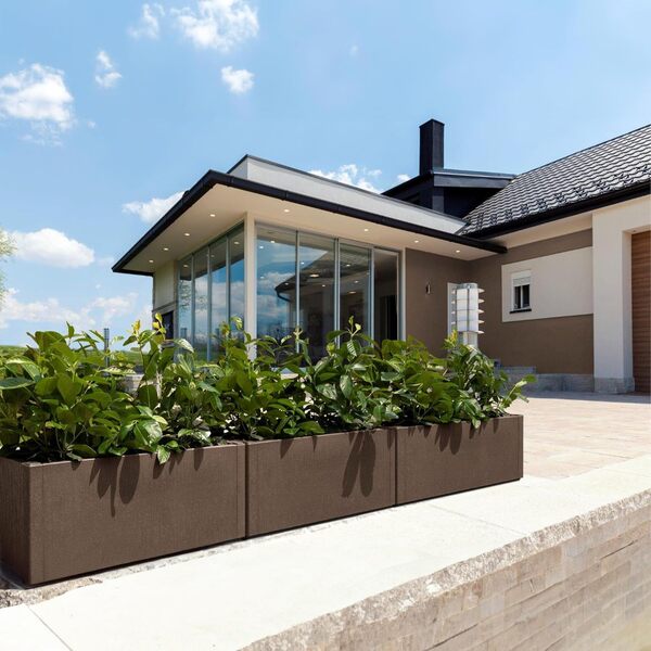 Casaria® 4X Jardinière Ethica Brun 80x36x36cm 80L résistante Fond d'écoulement Bac à Fleurs Pot de Fleurs Jardin Balcon