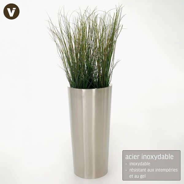 Bac à Fleurs Cache-Pot en Acier Inoxydable Rondo - 90 x 45 cm