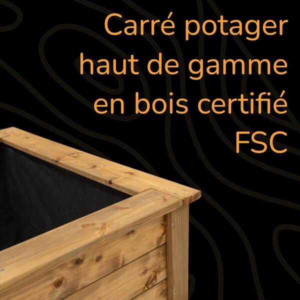 Carre Potager Exterieur Bois, Jardiniere Exterieur Grande Taille Surélevé - Fabriqué en Europe (Géotextile Inclus, Bois Imprégné) [Moyen]