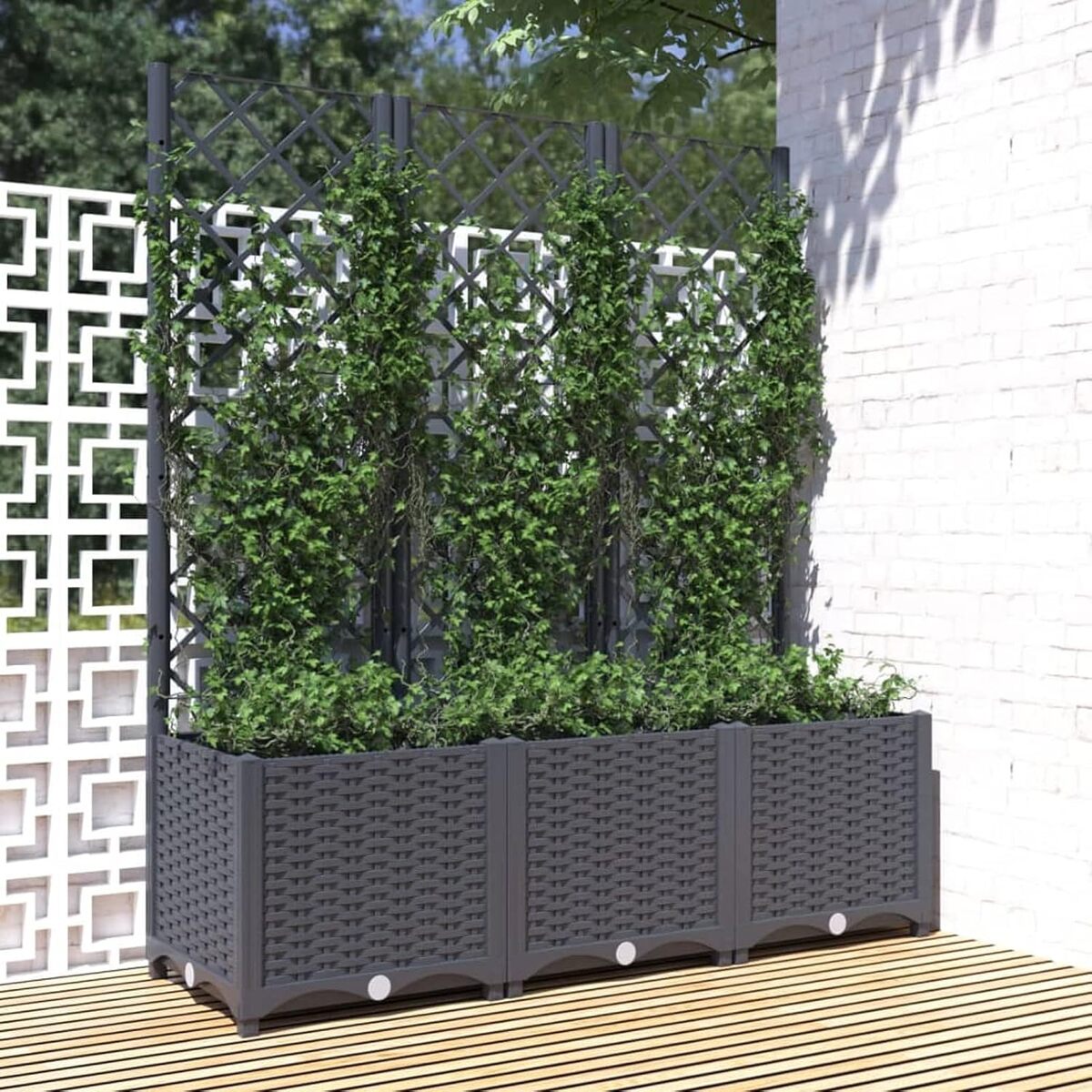 Test de la jardinière Moonairey 120x40x136 cm avec treillis