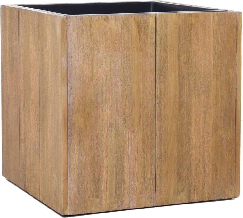 Test du bac à fleurs cube Vivanno : bois bloc brun 43x43x43