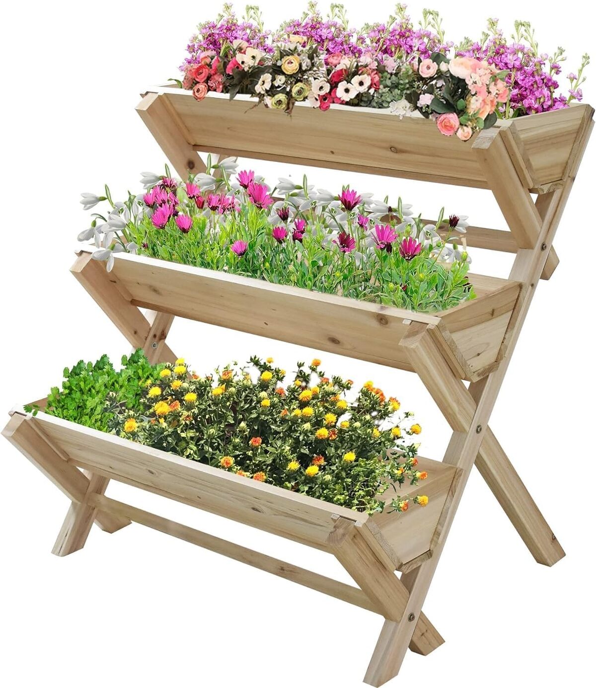 Jardinière en bois 3 réservoirs (modèle long) main image 1