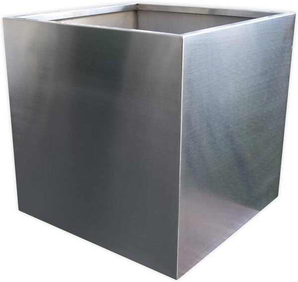 Pot à fleurs design en acier inoxydable VIVO 100 x 100 x 60 cm - Pot de fleurs carré et grand format brossé mat