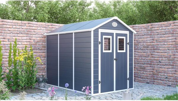 Habitat et Jardin - Abri de Jardin Résine Texas 5.23 m² Anthracite - Ancrages Intérieurs - Antirouille/Anti-UV