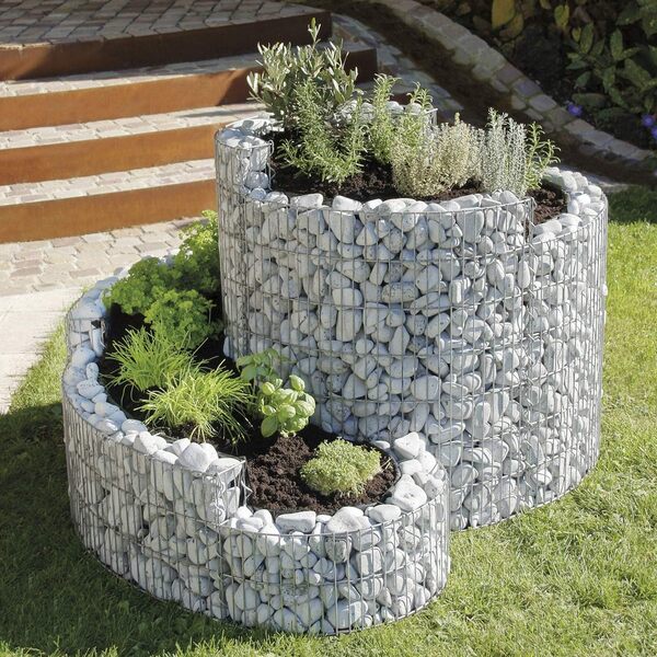 bellissa gabions Spirale aromatique pour Fines Herbes - 4501 - Cage Pierre Jardin aromatique - kit de qualité Professionnelle - 140 x 110 x 20/80 cm