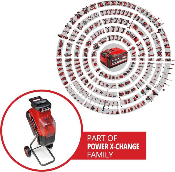 Einhell Broyeur de végétaux sans fil REDAXXO 36/25 Solo Power X-Change (36V, 3 lames réversibles en acier spécial, sac collecteur 55 L ) Livré sans Batterie ni Chargeur