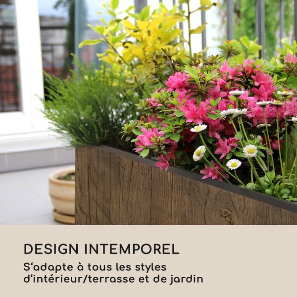 Blumfeldt Timberflor - Bac à fleurs, 80 x 40 x 40 cm, Fibre de verre, marron