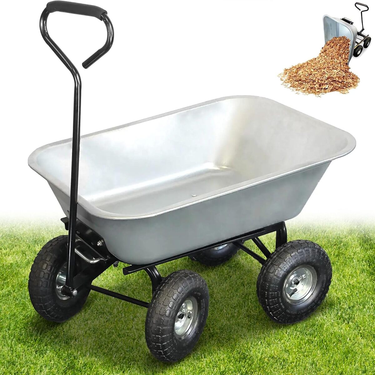 Test du chariot de jardin 75L métal galvanisé 4 roues