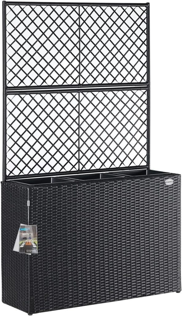 Test : jardinière Casaria en polyrotin avec treillis noir