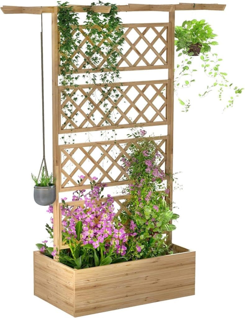 Test : jardinière treillis Outsunny en bois pour plantes et fleurs