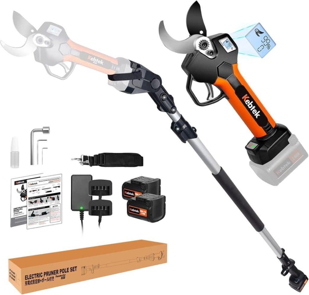 Test : kebtek sécateur électrique pro avec perche télescopique 40mm
