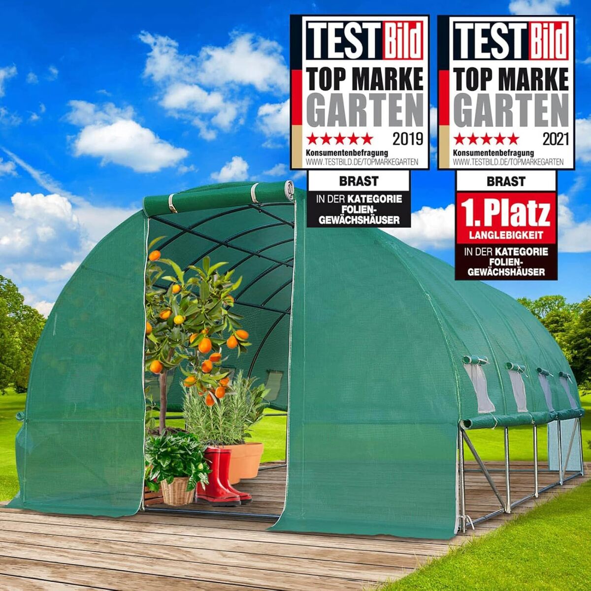 Test : serre tunnel 12m² BRAST, parois enroulables et stabilité optimale