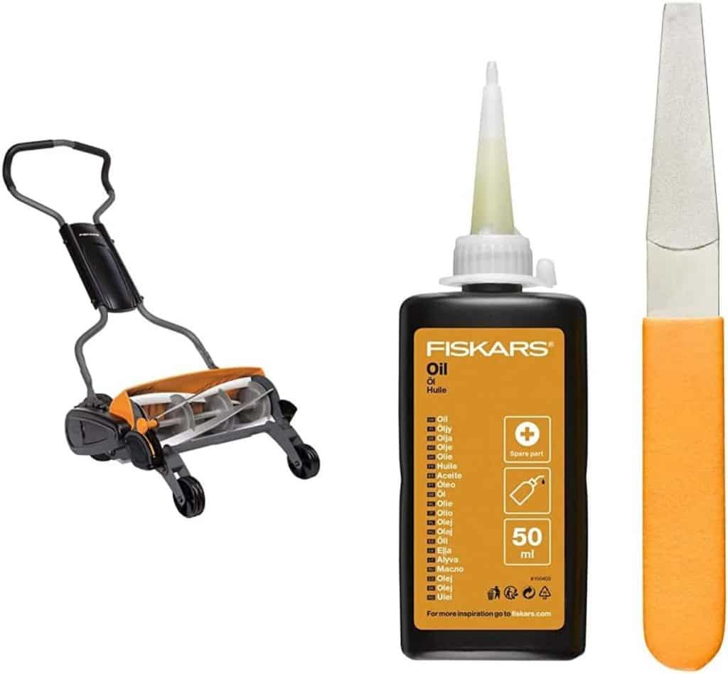 Test : tondeuse manuelle Fiskars et kit entretien