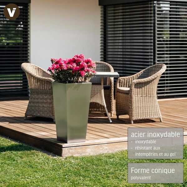 VIVANNO Bac à Fleurs Acier Inoxydable Classic - résistant aux intempéries & Inoxydable - 70x35x35 cm