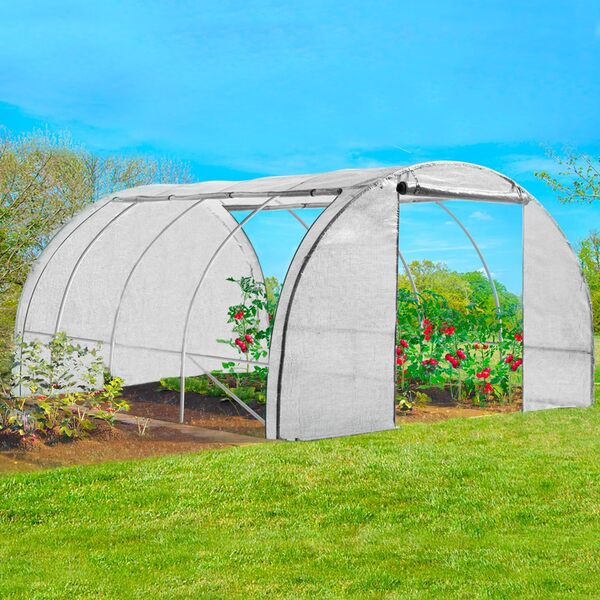IDMarket - Serre Tunnel de Jardin 4 Saisons 12M² Blanche Gamme maraîchère Zebra 4x3M