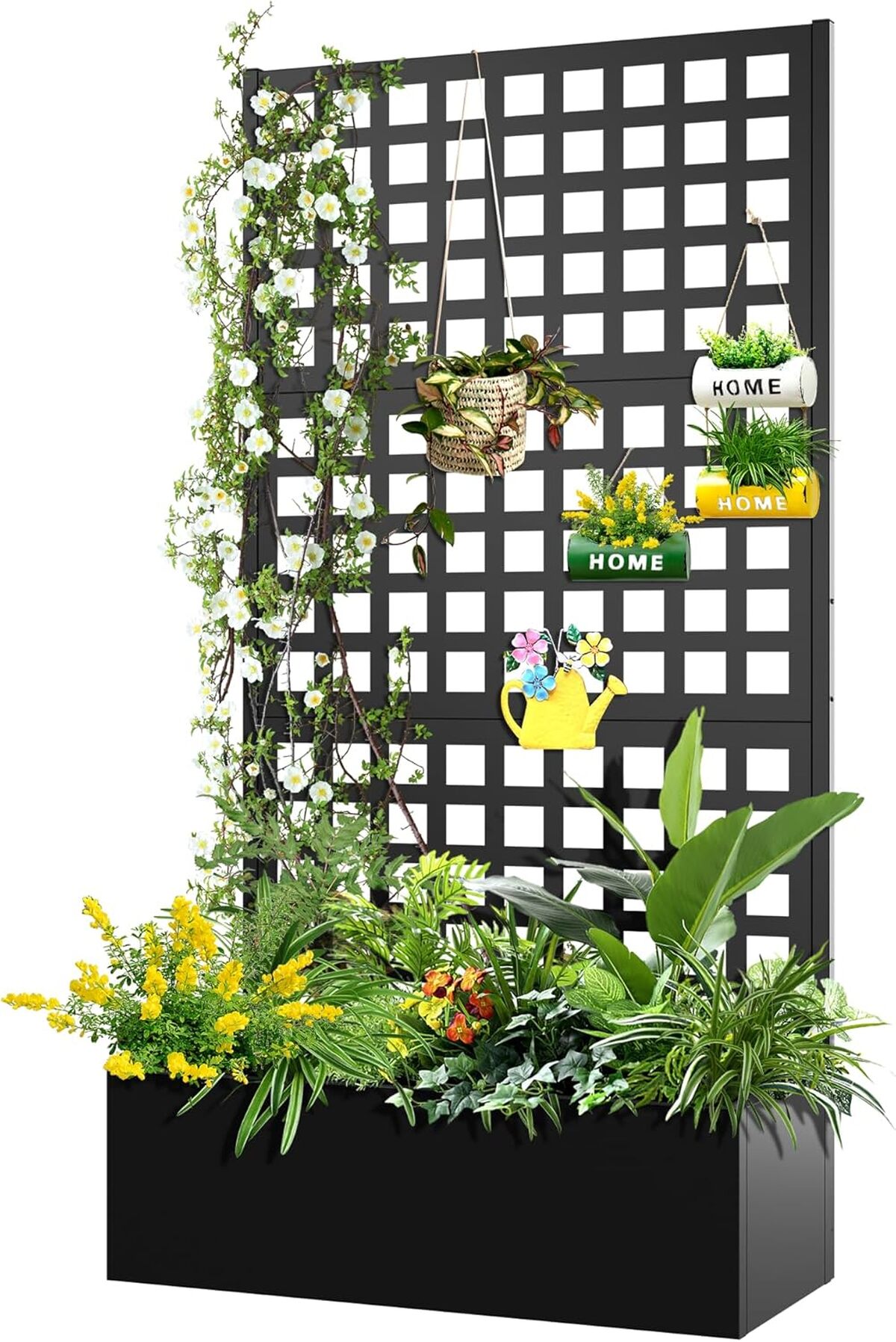 Test de la jardinière Fency en métal avec treillis