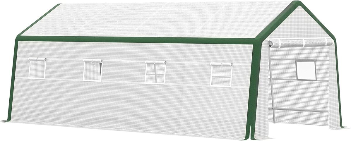 Test de la serre tunnel Outsunny 6x3x2.4m avec porte roulante
