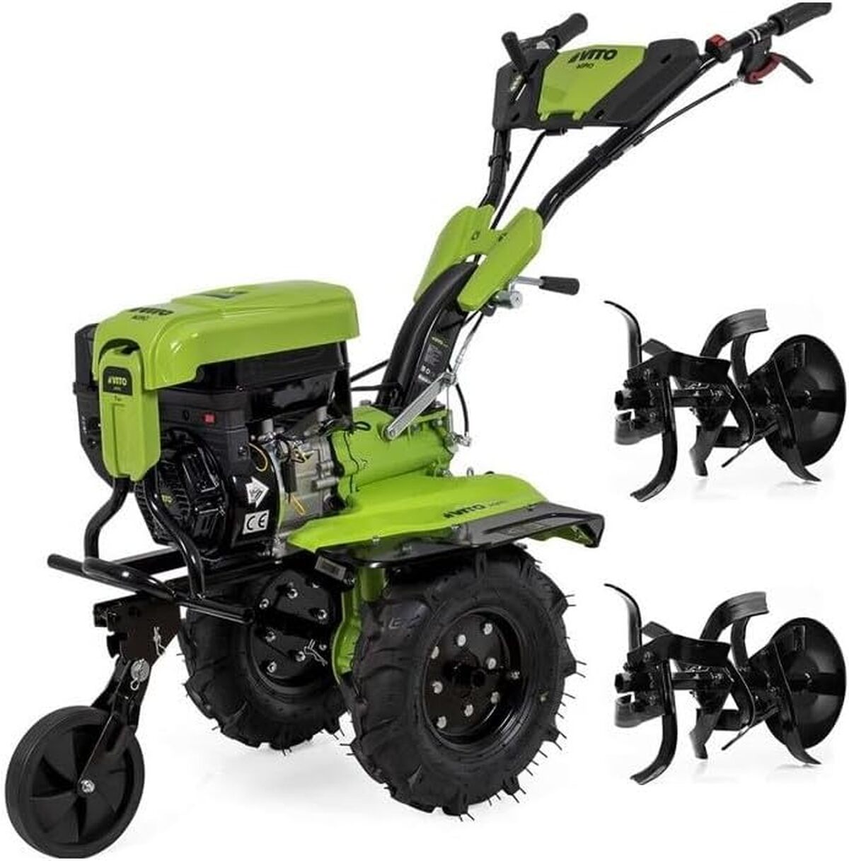 Motobineuse à Essence 7CV VITO - Fraises Doubles 62cm, 2 Vitesses Avant + 1 Arrière - Pour Jardin, Potager, Travail Du Sol