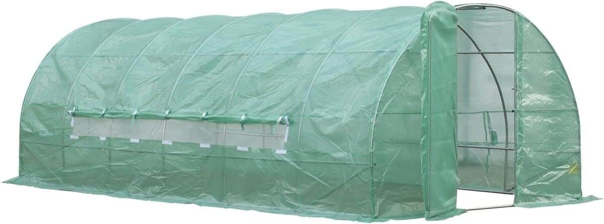 Test serre de jardin tunnel Outsunny 18 m² acier galvanisé