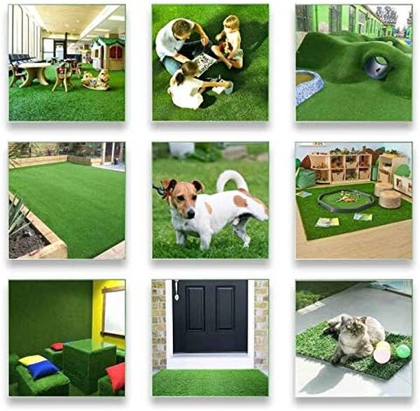 Griclner Gazon artificiel épais réaliste 3,5 cm 1,2 x 1,8 m – Tapis de gazon synthétique Astro – Tapis pour animal domestique intérieur extérieur, jardin, pelouse, balcon, jardin