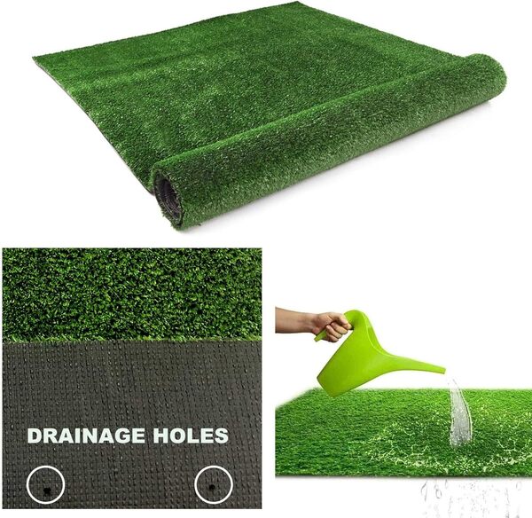 NINXANG Gazon synthétique pour extérieur - Tapis de gazon synthétique pour terrasse - 1,2 cm de hauteur - 2,1 m x 3,7 m - Tapis d'herbe synthétique pour animaux de compagnie