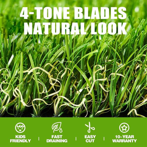 ZGR Tapis d'extérieur en Gazon synthétique de qualité supérieure, 0,9 x 2,4 m, Gazon synthétique réaliste et épais pour Jardin, Cour, Fausse pelouse, Tapis de Gazon synthétique pour Chiens, Non