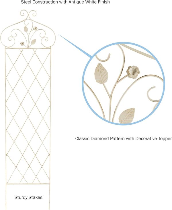 Pure Garden 50-LG5077 Treillis de jardin pour plantes grimpantes Blanc antique