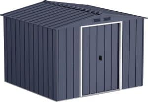 Abri De Jardin Métallique 229 X 180 Cm – Porte Coulissante Double | Rangement Spacieux Pour Outils, Tondeuse, Mobilier | Résistant Aux Intempéries