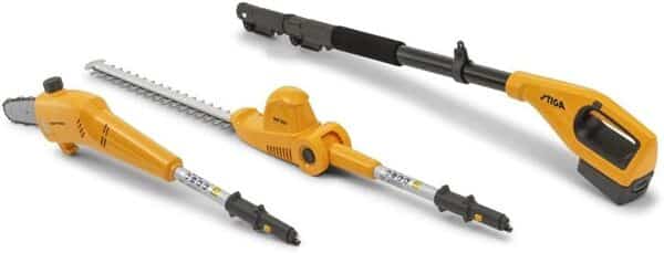 STIGA SMT 100e Kit Outil Multifonction à Batterie, jusqu'à 70 Minutes d'autonomie, Batterie 20V (4Ah), Yellow/Grey/Black