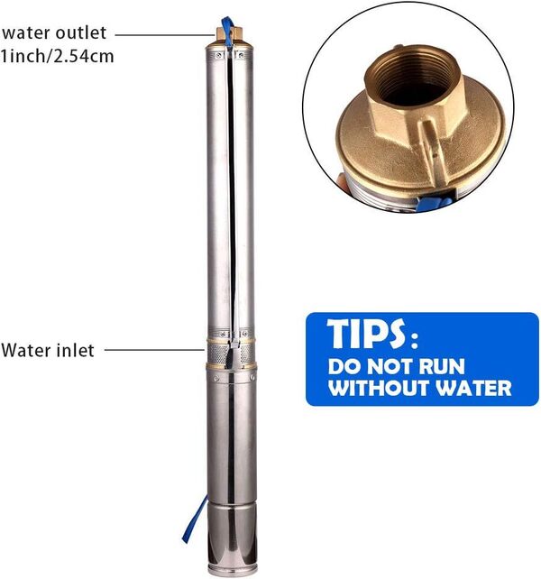 SHYLIYU Pompe De Puits Profond 0.37kW / 0.5HP Submersible Pompe à Eau 3300L/H Pompe Puits Immergee Electrique Irrigation Agricole Jardin Forage Pompe de Relevage