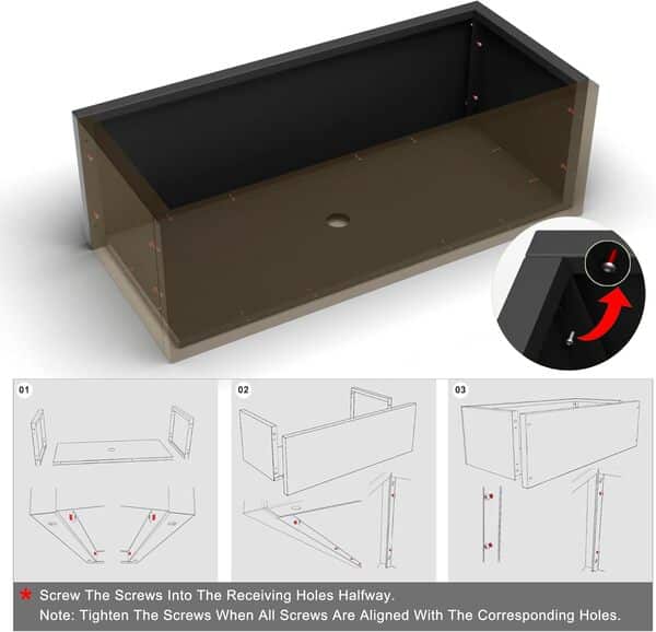 Elevens Jardinière en métal avec Treillis, Treillis avec jardinière et Brise-Vue pour Plantes grimpantes, jardinière en Treillis avec Trou de Drainage (180,3 x 119,4 x 40,6 cm)