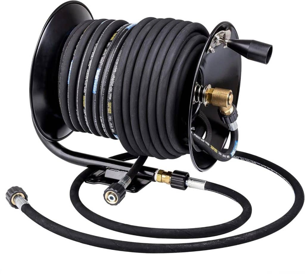 Test de l'enrouleur avec tuyau 15m pour nettoyeur haute pression Karcher