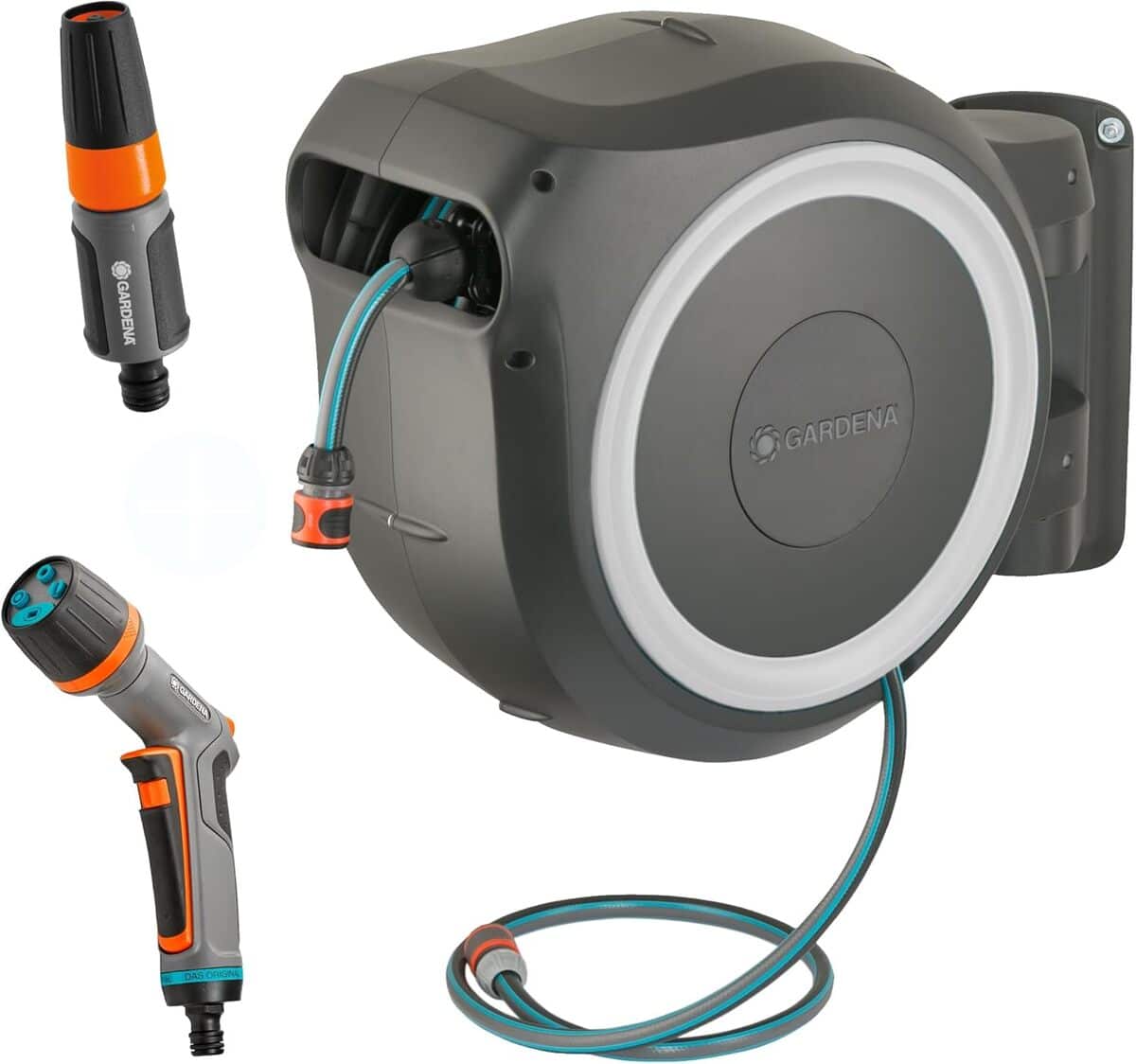 Test Gardena RollUp L : enrouleur de tuyau mural pivotant 30m