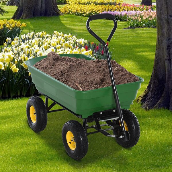 HOMCOM Chariot de Jardin a Main Garden cart Truck cuve basculante Max. 250 Kg
