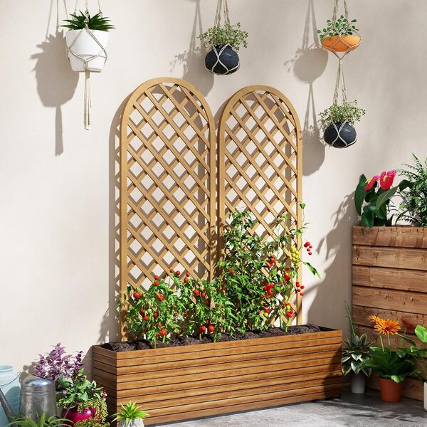 Outsunny Lot de 2 Treillis en Bois pour Le Jardin - Panneau Arc pour Plantes grimpantes - dim. Un Panneau : 60L x 150H cm