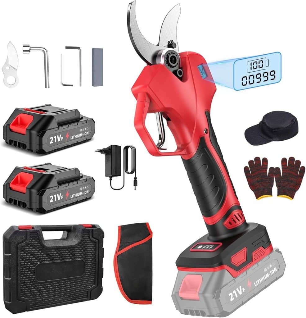 Test du sécateur électrique sans fil 50mm - 7500 mAh pour la taille et le jardinage