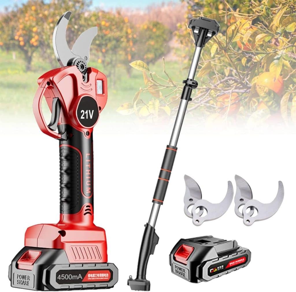 Test : sécateurs électriques sans fil avec perche d'extension 2, 1 m - coupe 35 mm