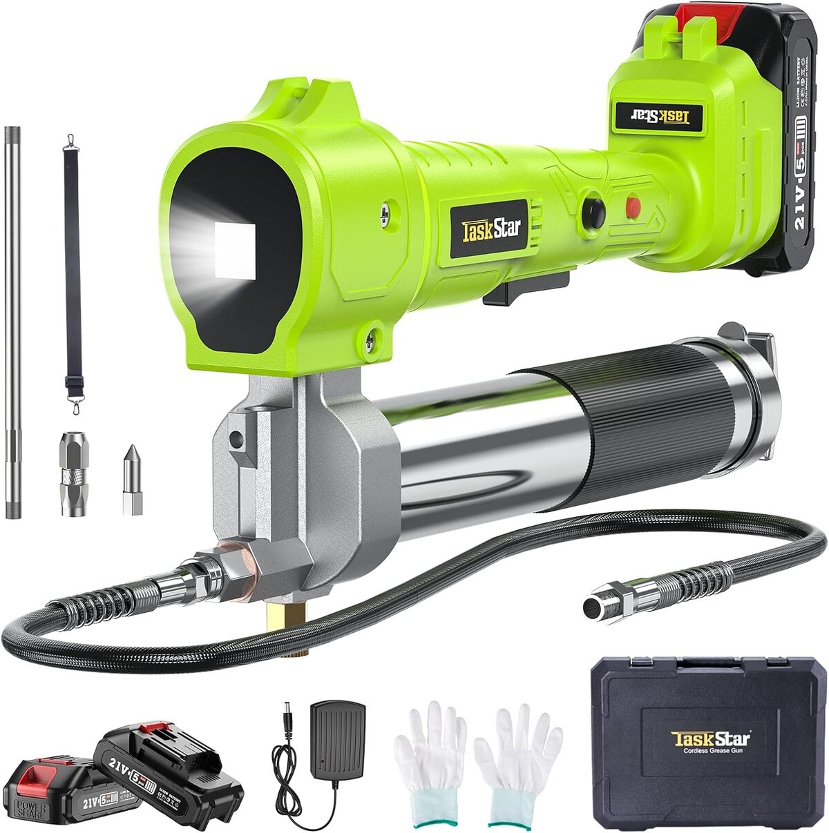Test : pompe à graisse électrique TaskStar, efficacité maximale avec LED et kit complet