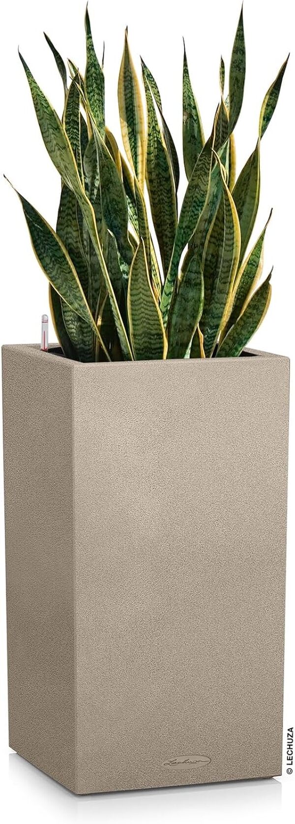 Lechuza – Pot de Fleurs d’Extérieur et d'Intérieur – Stone Canto – Réserve d'Eau Intégrée – Coloris Beige Sable – 40 X 40 X 76 cm