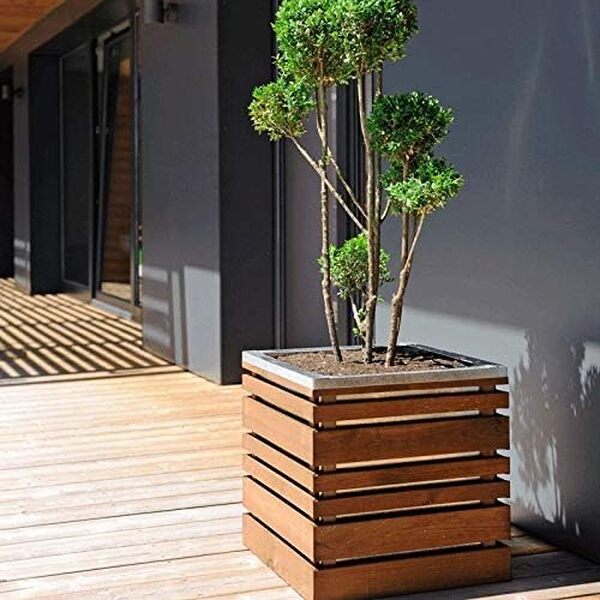 Jardipolys Bac à Fleurs carré teinté Brun LIGN Z