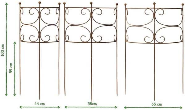 ecosoul Lot de 3 treillis pour plantes grimpantes - En métal - 100 cm de haut - 44, 58, 65 cm)