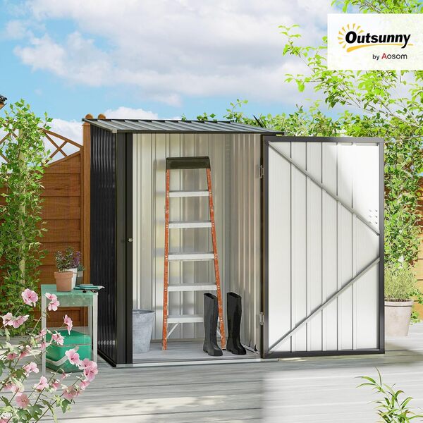Outsunny Abri de Jardin 1m² - Remise pour Outils - cabanon Porte verrouillable - dim. 1L x 1,03l x 1,6H m - tôle d'acier ondulée Anthracite